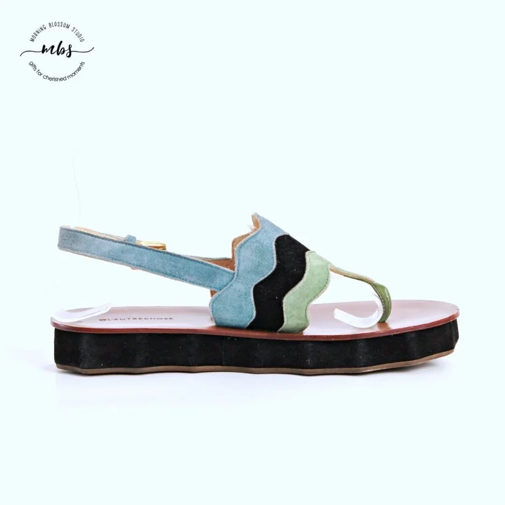 Ol'autre‎ Chose Platform Suede Ankle Strap Thong Sandals Multicolor Women US 6.5 - Picture 8 of 14